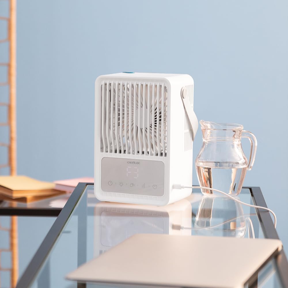  Cecotec Climatiseur Portatif EnergySilence 500 DeskChill Smart, Capacité De 500 Ml, Contrôle Tactile, 3 Vitesses, Minuterie Jusqu'à 8h Et AutoOff, Éclairage LED