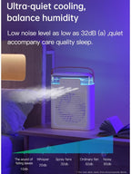  Ventilateur De Refroidissement Portable Pour Climatiseur Mini Refroidisseur D'air Par évaporation Avec Lumière LED 7 Couleurs 3 Buses Pour Bureau Table De Chevet D