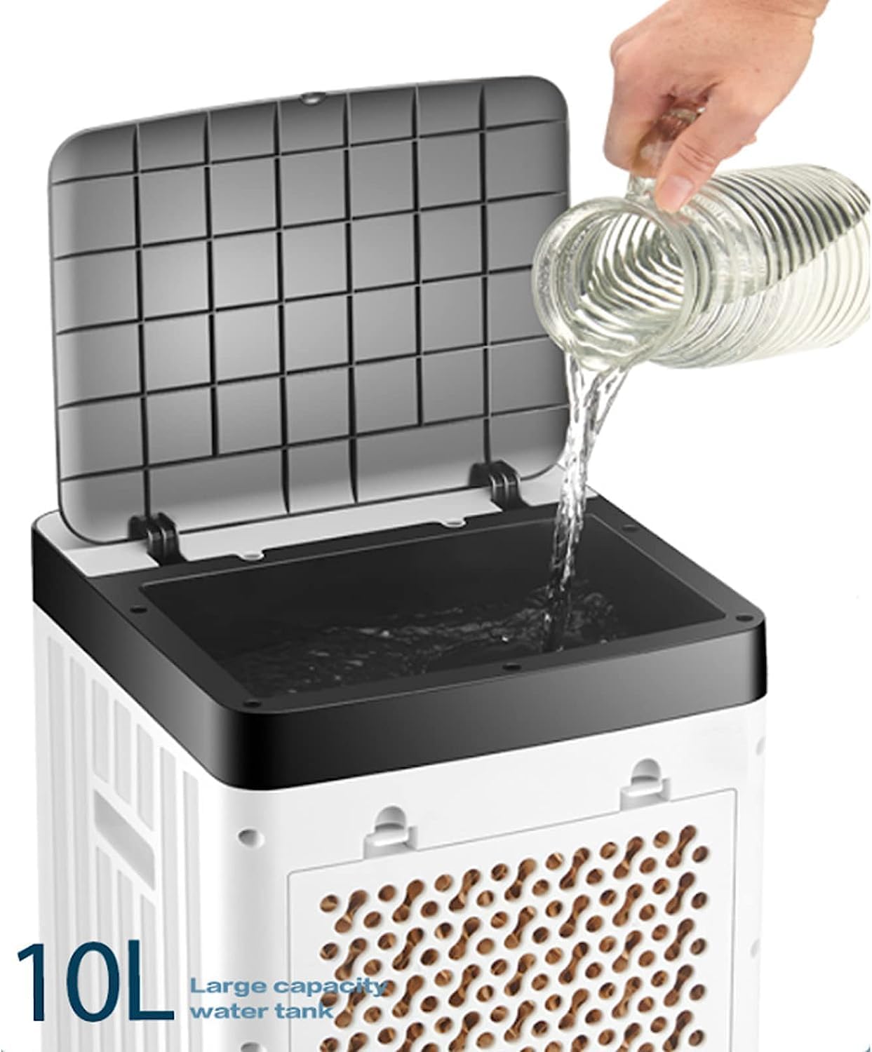 GENERIC Refroidisseur D'air Portable, 3 Vitesses Et 7H Minuterie, Ventilateur Oscillant à 60 ° Avec Humidificateur, Fonctionnement Silencieux Pour Le Bureau à Domicile, Roues Easy Mobili, Refroidisseur Sans V