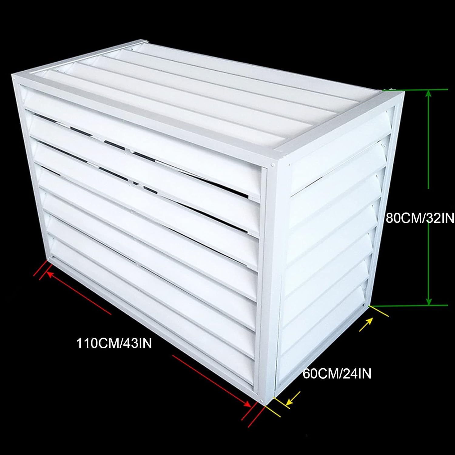 GENERIC Housse De Protection En Aluminium Pour Climatiseur Extérieur, Clôture élégante Pour Climatiseur, Design Résistant Aux Intempéries, Utilisation Intérieur/extérieur (persiennes Blanches)