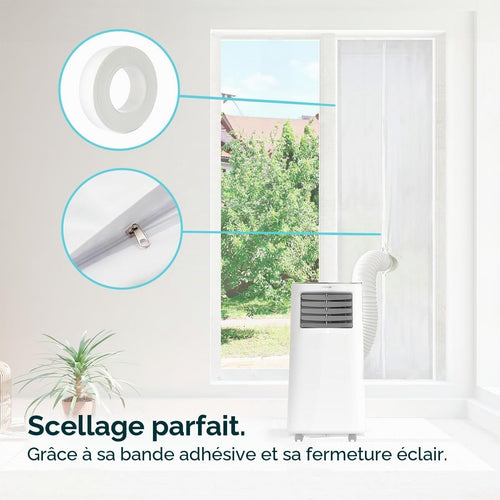  Cecotec Adaptateur Housse Isolante Universelle Pour Fenêtres Ou Portes Coulissantes Pour Climatiseur Portable 210x90cm, 100% Polyester, Isole De L’Extérieur, Fermeture Éclair Et Bande Adhésive