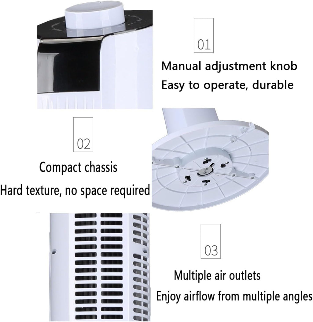 GENERIC Ventilateur De Tour Ultra Silencieux, Circulateur D'air Portable Avec Télécommande, 3 Vitesses, 60 Oscillation, 12H Minuterie.Conception D'économie D'espace Pour La Chambre à Coucher, Bureau, Usage Do