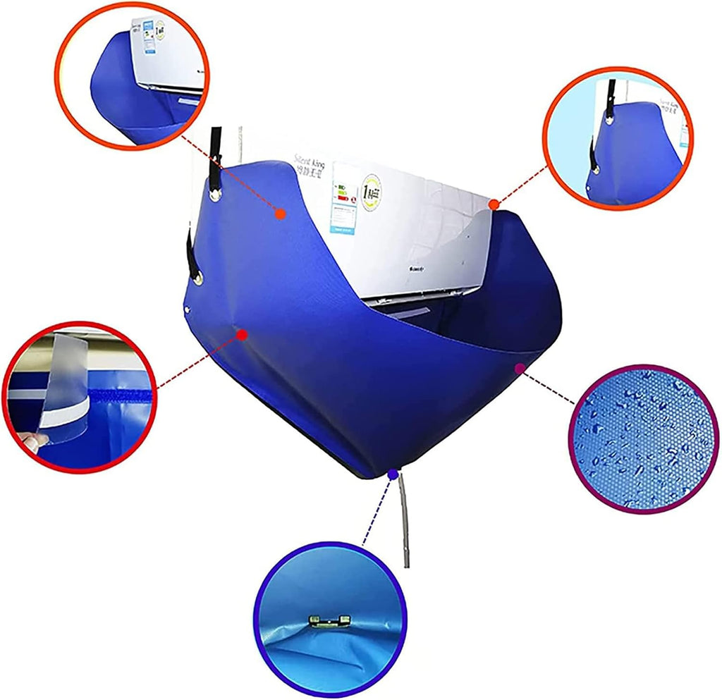  CUSMA Kit De Couverture De Nettoyage De Climatiseur, Sac De Protection Anti-Poussière Étanche Avec Tuyau De Vidange De 2,5 M, Pour Unités Murales Mini Split AC (Réutilisables),2~3P