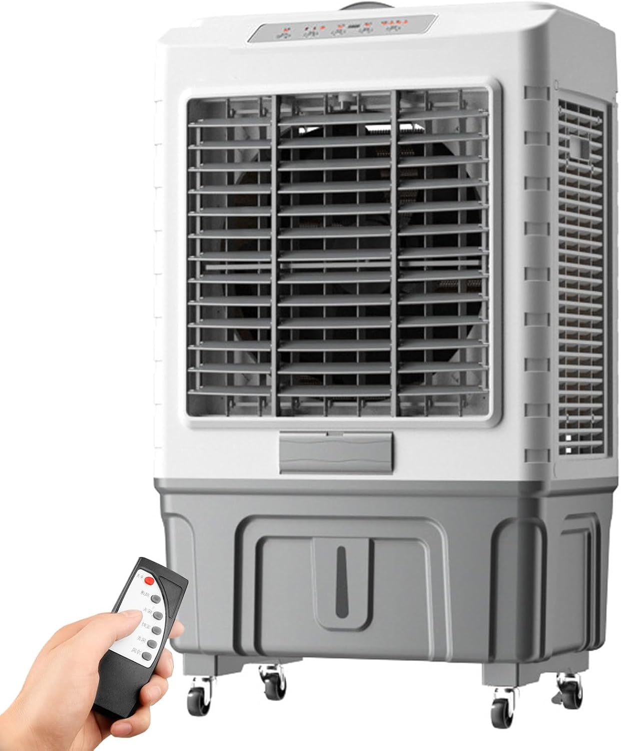  Climatiseur Mobile, Refroidisseur D'air Par évaporation 3 En 1, 3 Vitesses De Vent, Réservoir D'eau De 50 L, Avec 6 Glacières Et Télécommande, Minuterie De 1 à 7 H, Ventilateur Portable