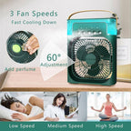  3 In 1 Air Cooler, Climatisation Mobile Ventilateur Portable, Climatiseur Portable, Climatiseur Mobile Silencieux, Mini Ventilateur Humidificateur, Mini Rafraîchisseurs D'air Par évaporation (Noir)