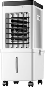 GENERIC Climatiseur Mobile 15L : Refroidisseur D'air évaporatif, 3 Vitesses, Oscillation 90°, Minuterie 7.5H, Ventilateur Silencieux 40dB, écoénergétique, Compact à Roulettes Pour Bureau Chambre