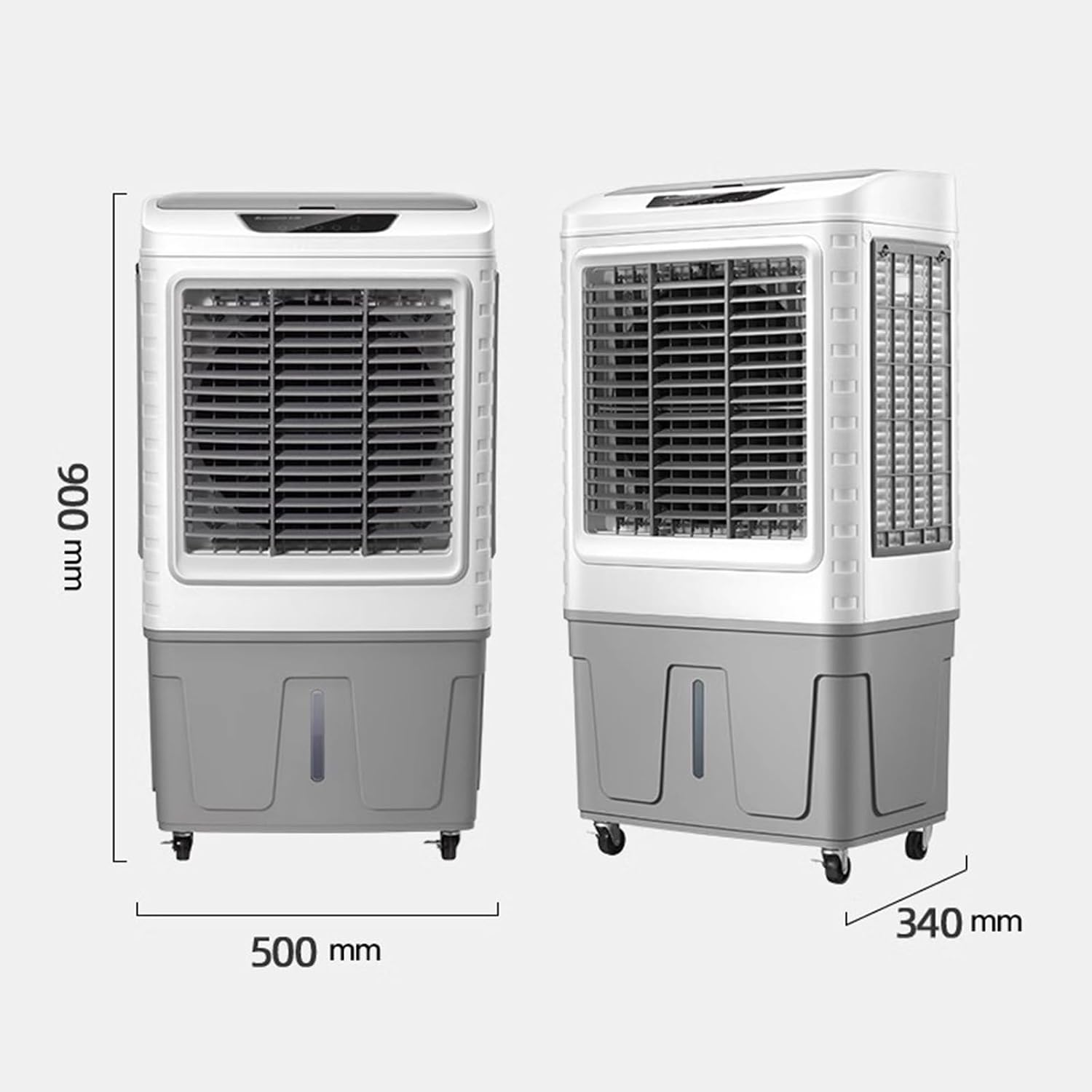  Refroidisseur D'air Industriel Par évaporation Avec 4 Roues Universelles, Réservoir D'eau De 60 L, Oscillation à 120 °, 3 Vitesses, Refroidissement Jusqu'à 90 M²