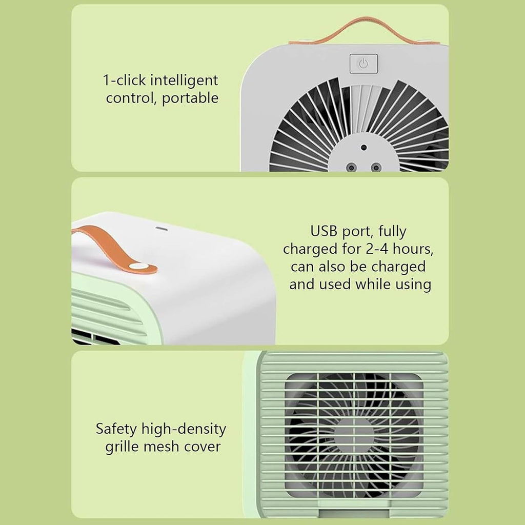  Ventilateur De Climatiseur Portable, 3 Vitesses Rechargeable, Ventilateur De Bureau Pour La Maison, L'extérieur, L'intérieur, Le Camping, La Pêche, Idéal Pour Le Salon, Le Pique-nique, La Voiture, Le
