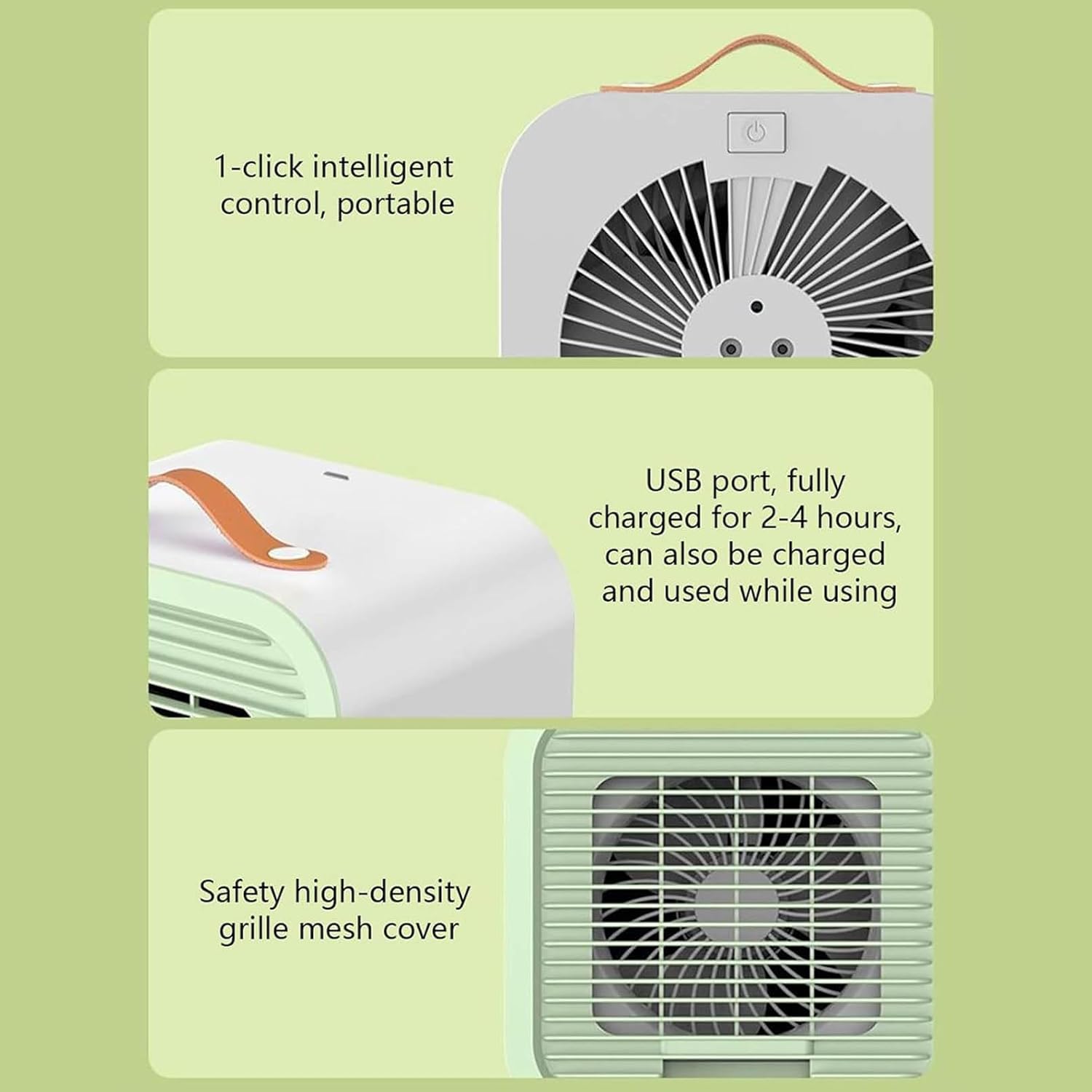  Ventilateur De Climatiseur Portable, 3 Vitesses Rechargeable, Ventilateur De Bureau Pour La Maison, L'extérieur, L'intérieur, Le Camping, La Pêche, Idéal Pour Le Salon, Le Pique-nique, La Voiture, Le