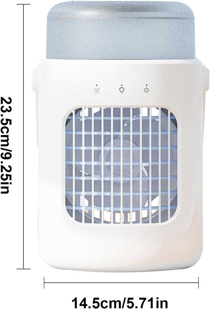  Rafraîchisseur D'air | Ventilateur Rafraîchissant Pour Lit Et Chambre - Ventilateur Humidificateur Rechargeable Avec Réservoir 0.6L Pour Bureau Chambre Tente Pique-nique Maison