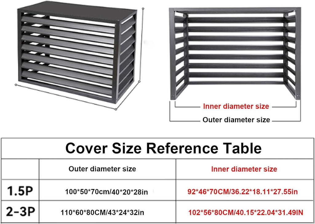  Housse En Aluminium Pour Climatiseur – Protection Complète En Hiver Pour Unités Extérieures, Bouclier Robuste Et Résistant Aux Intempéries, Utilisation En Intérieur/extérieur, Finition Plate Grise