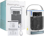  Mini Climatiseur Par évaporation De 500 Ml Avec Lumière Ambiante Bleue, 5 V 7 W, Climatiseur Portable à 3 Vitesses, Refroidisseur D'air Personnel Avec Humidificateur Pour Chambre, Bureau