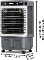  Climatiseur Portable Rafraichisseur D'Air Mobile Doté De Réservoirs D'eau De 20/30/40 Litres Et D'une Diffusion D'air Silencieuse Jusqu'à 10 Mètres De Distance Il Convient Aux Maison 16.9*12.6*31.5in
