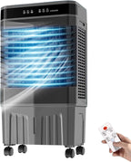  Rafraîchisseur D'air Par évaporation, Refroidisseur D'air Pour Marais Pour Un Refroidissement Longue Durée, Oscillation Automatique à 120°, 3 Vitesses, Télécommande, Minuterie 12 H