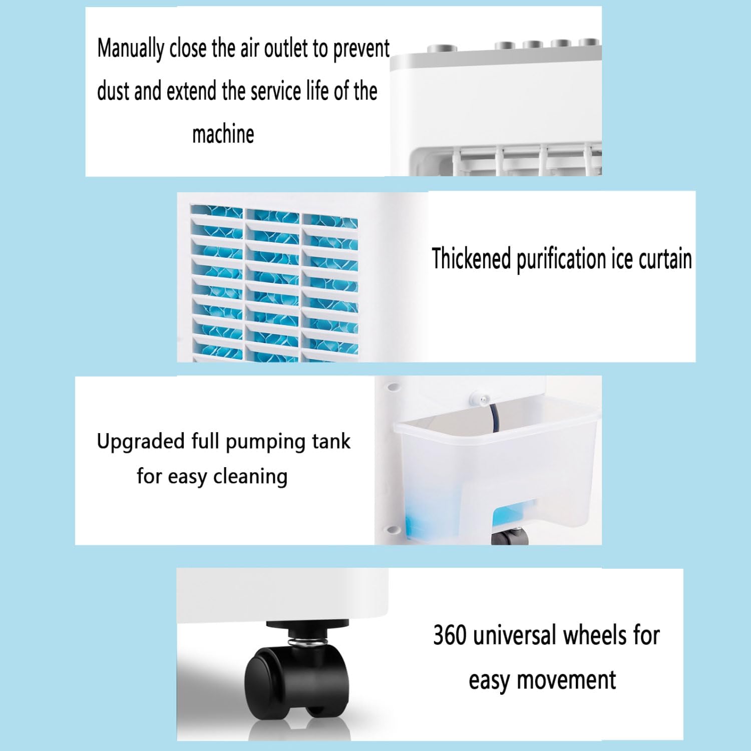  Climatiseur Portable 3 En 1 Sur Roulettes Avec Ventilateur Et Humidificateur, Minuterie 8 H, 3 Vitesses, Oscillation à 90°, Rafraîchisseur D'air Par évaporation Pour La Maison, Le Bureau Ou La Chamb