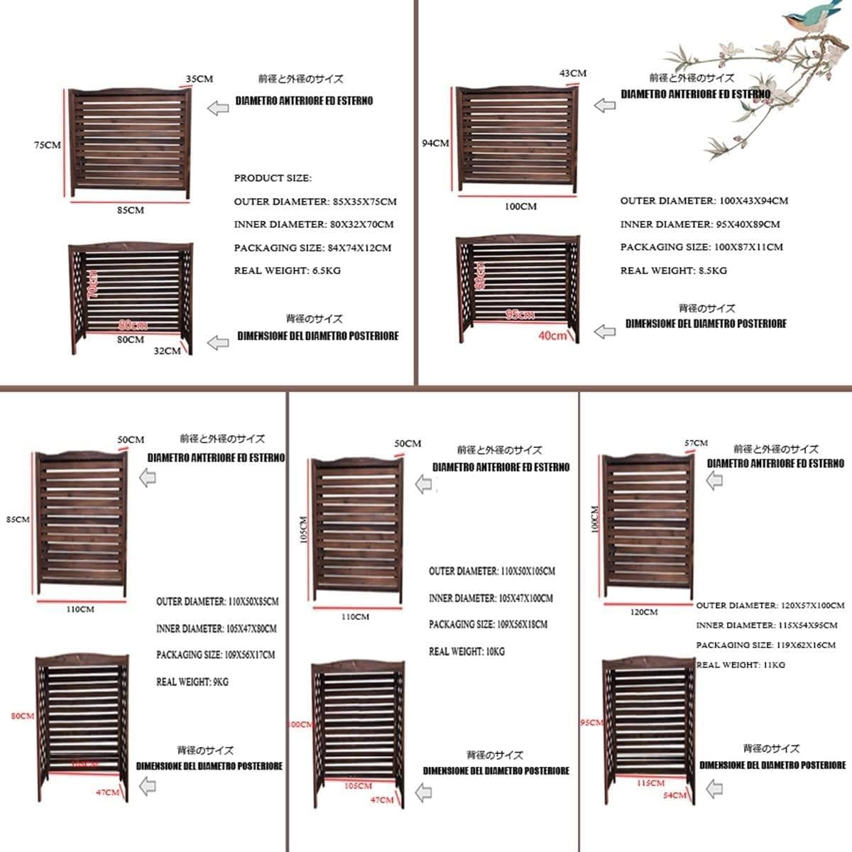  Clôture De Climatiseur En Bois, Couverture De Climatisation Extérieure, Couverture De Climatisation En Bois, Support De Décoration, Bois Massif/anticorrosion