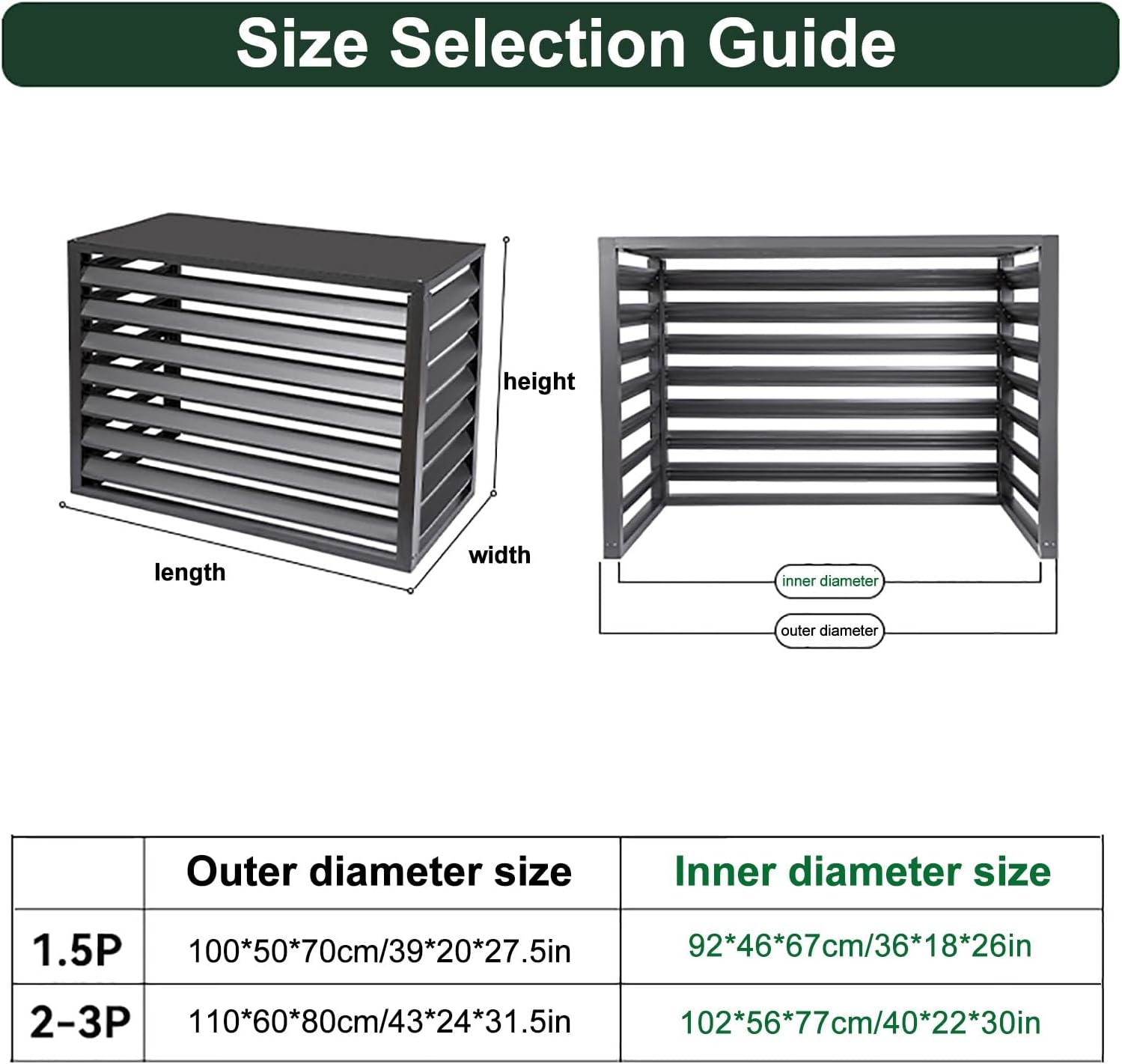 GENERIC Grille De Protection Pour Climatiseur, Cache-climatiseur De Fenêtre, Housses De Climatiseur Extérieures Pour Dissimuler Le Climatiseur Et Préserver L'intimité (Blanc 1,5p (4 Côtés))