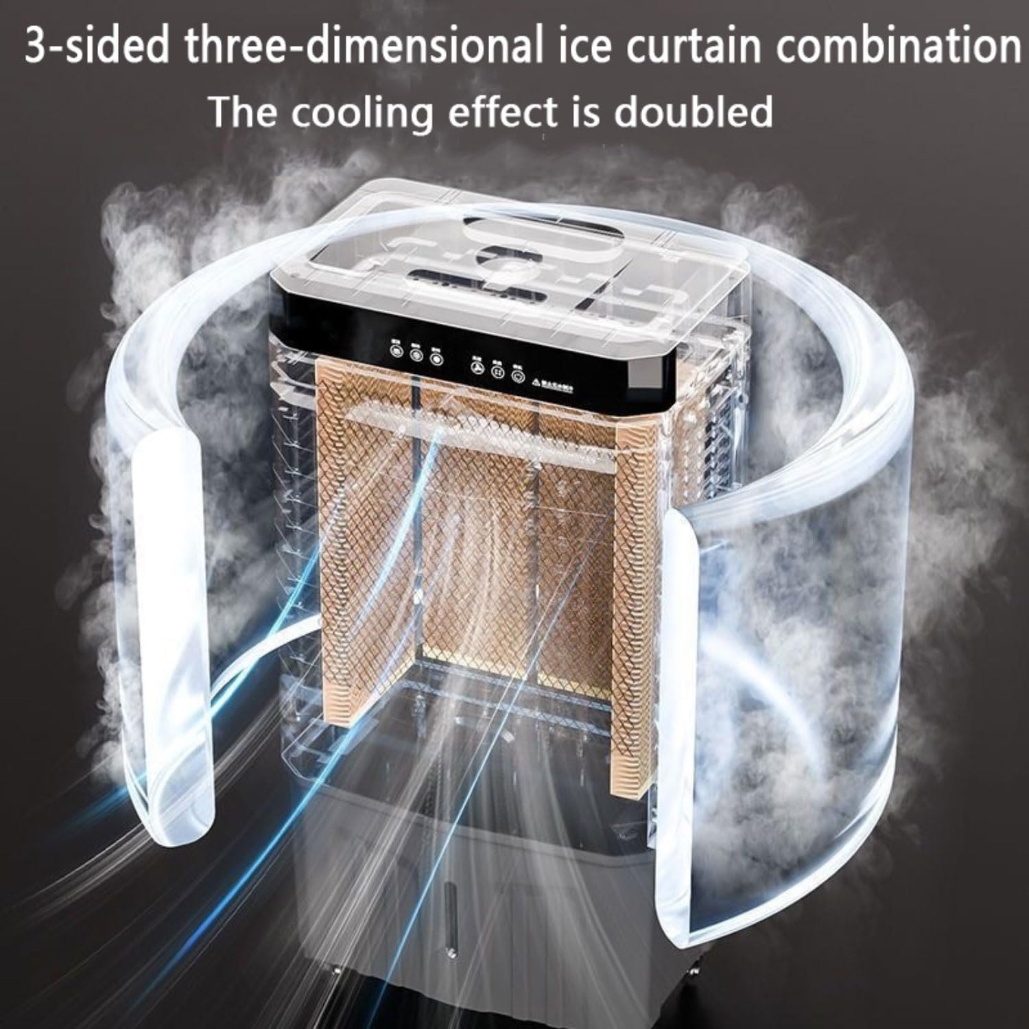 GENERIC Refroidisseur D'air évaporatif Portable Avec Télécommande, 3 Vitesses Et Modes, 12H Minuterie, 4 Packs De Glace, Oscillation à 120 °, Ventilateur De Refroidissement Silencieux Pour Le Garage De Maison