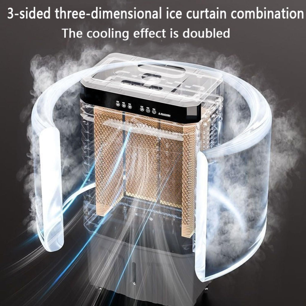 GENERIC Refroidisseur D'air évaporatif Portable, Ventilateur Oscillant à 3 Vitesses Avec 4 Paquets De Glace, 12H Minuterie, Faible Bruit Pour Le Bureau De Chambre à Coucher