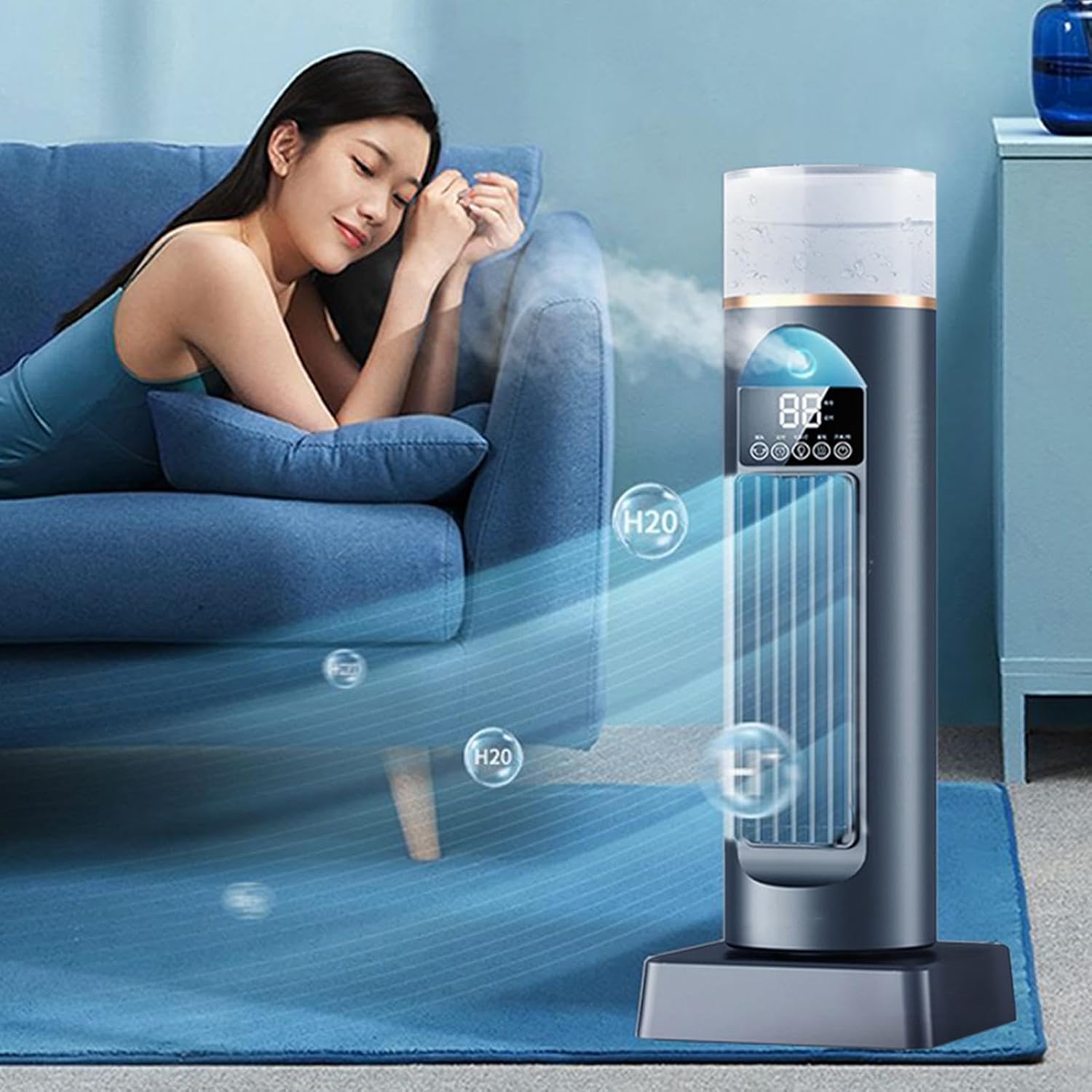  Ventilateur De Climatiseur – Refroidisseur D'air Par Évaporation Sans Pales, Ventilateur De Refroidissement Avec Minuterie À Distance, Système D'humidification D'espace Silencieux | Dispositif De Refr