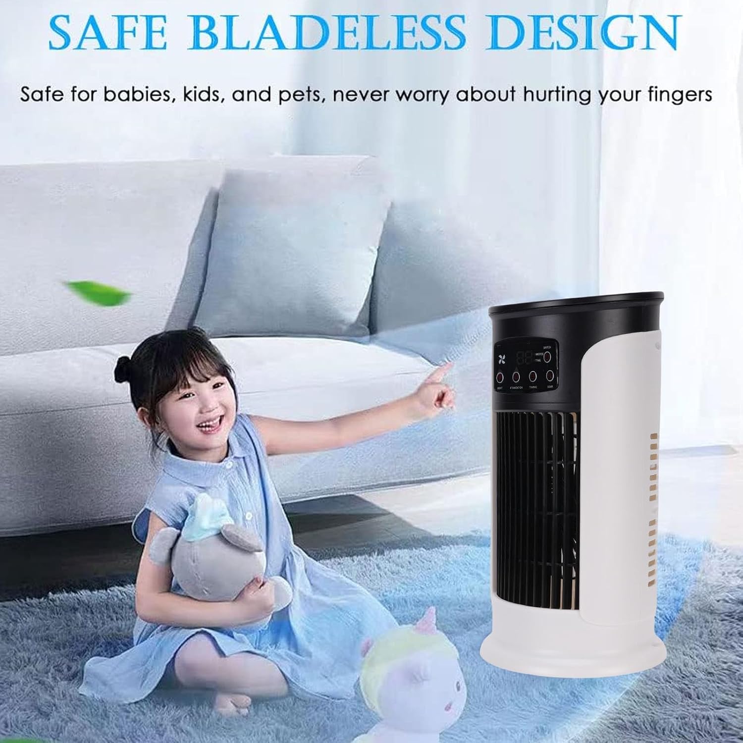  Srliya Climatiseur Portable 3 En 1 Avec 6 Vitesses, Réservoir D'eau De 300 Ml, Alimentation USB, Humidificateur Et Purificateur D'air Par évaporation, Filtre Intégré, Idéal Pour L