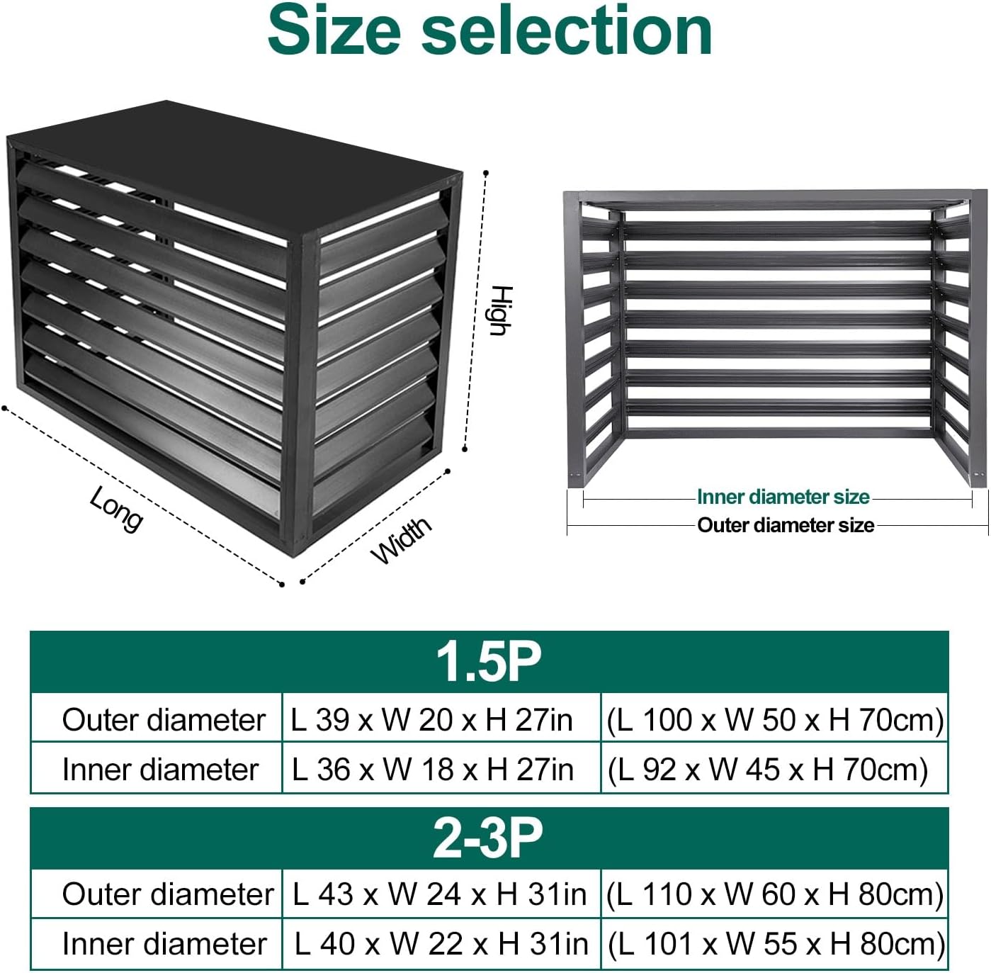 GENERIC Housse De Climatiseur Extérieur, Bouclier AC En Aluminium, Mini Condensateur Divisé, Housse Grise Résistante Aux Intempéries, Convient Pour 2-3 P, Et Accessoire D'extérieur élégant