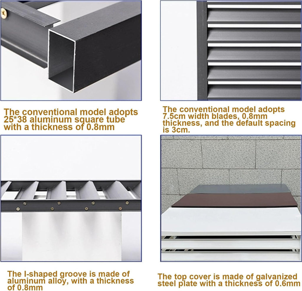 GENERIC Housse De Protection En Aluminium Pour Climatiseur Extérieur, Clôture élégante Pour Climatiseur, Design Résistant Aux Intempéries, Utilisation Intérieur/extérieur (persiennes Blanches)