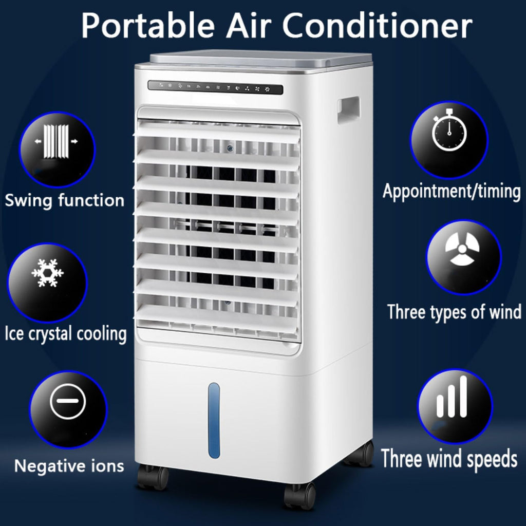GENERIC Climatiseur Portable 3-IN-1 Ultra-Quiet Design Portable AC Unit Ventilateur De Refroidissement Avec 3 Vitesses 60°Auto Oscillation 7H Timer 4 Ice Box Refroidisseur D'air évaporatif Pour Home Bureau Ch