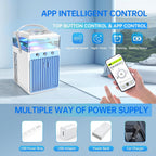  Climatiseurs Portables, Mini Climatiseur 5 En 1 Avec Ventilateur AC à 3 Vitesses & 3 Modes De Pulvérisation & Contrôle Par Application & Minuteries, Refroidisseur D'air évaporatif Silencieux à