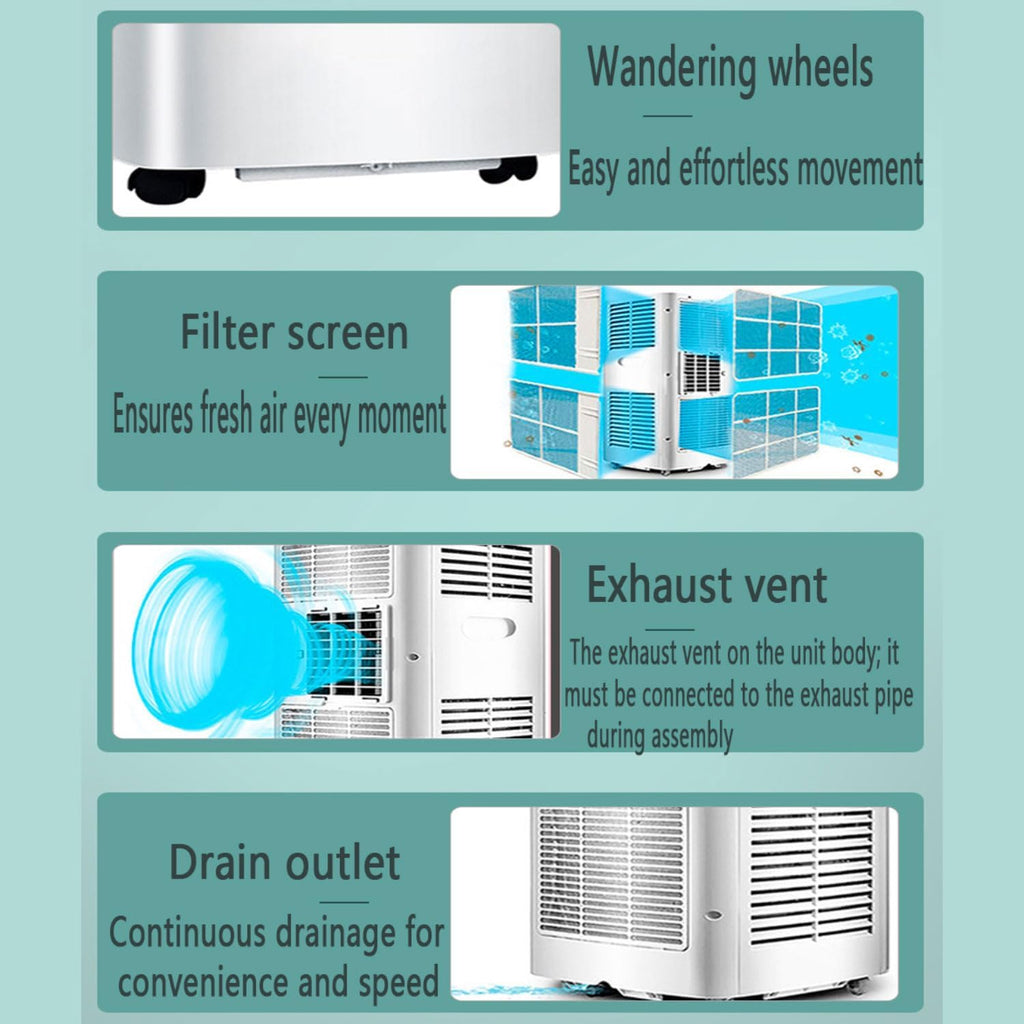 GENERIC Climatiseur Portable Pour Pièces Jusqu'à 30 M², Unité AC Silencieuse Avec Télécommande, écran LED, Minuterie 24 Heures, Mode Veille, Kit De Fenêtre Pour Chambre à Coucher Ou Bureau