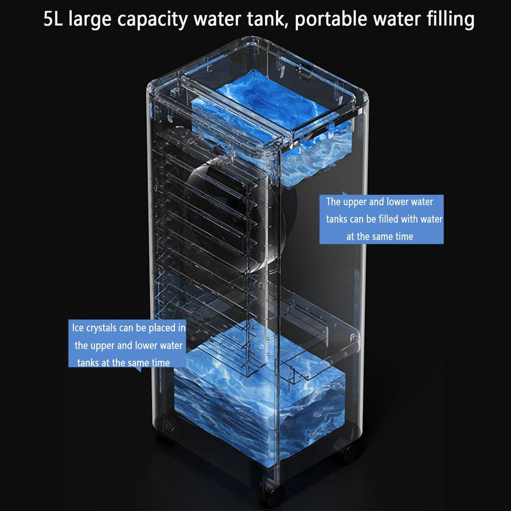 GENERIC Climatisation Portable Avec Réservoir 5L, 3 Vitesses Et Minuteries, Refroidisseur D'évaporation Silencieux Pour La Chambre, Le Bureau, Le Camping - Refroidissement Efficace Sans Tuyau, Télécommande Et