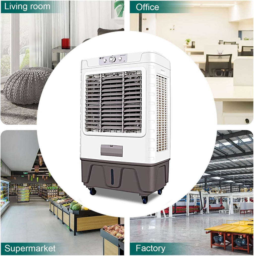  Refroidisseur D'air Par évaporation Commercial, Climatiseur à 3 Vitesses, Grand Réservoir D'eau, Oscillation à 120°, Molette De Défilement, Ventilateur De Climatisation Industriel
