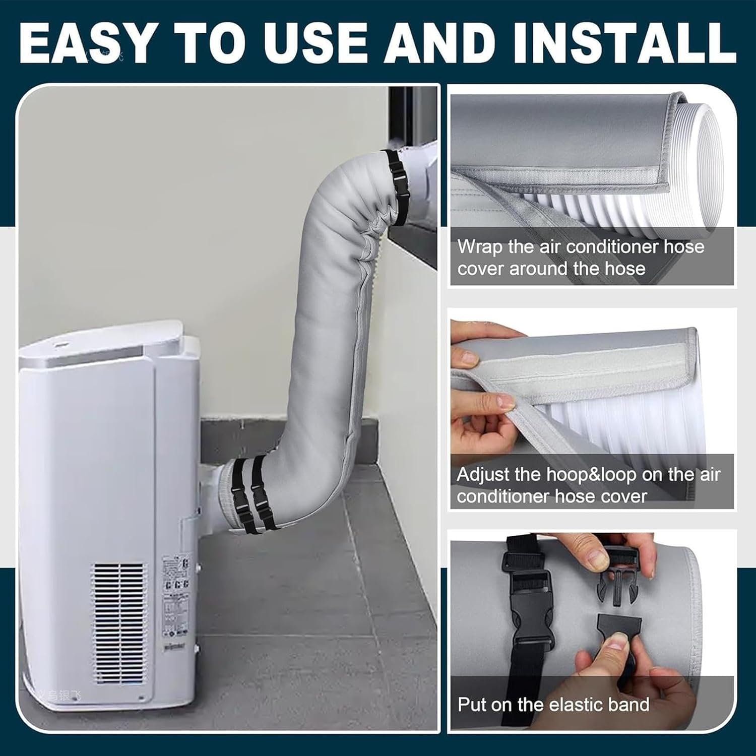  Protection Pour Tuyau Climatiseur Portable Pour Tuyaux De 5" & 5.9" | Isolé Housse Tuyau Climatiseur Manchon Protection Pour Tuyaux D' AC Mobile Universel Tuyaux D'échappement