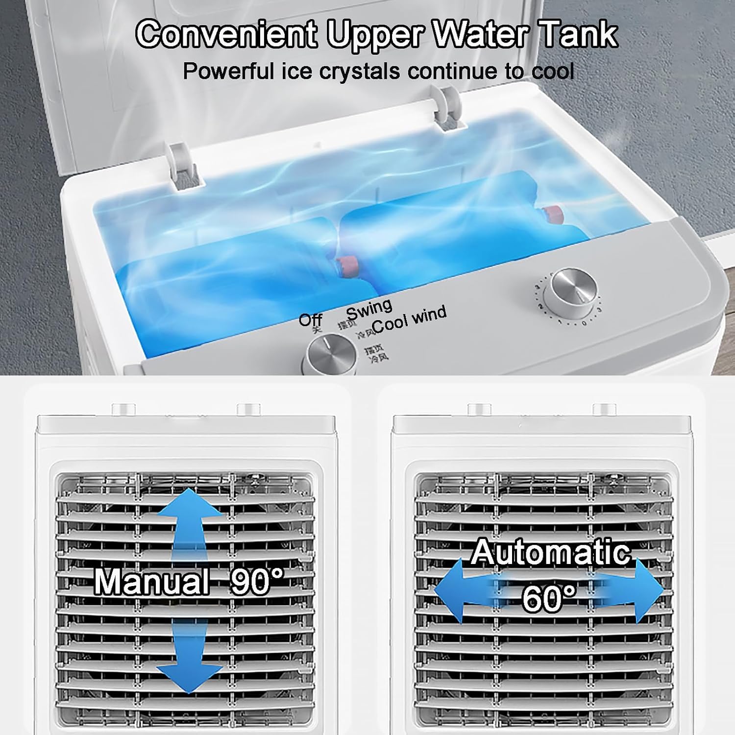  Refroidisseur D'air Portable Par évaporation Pour Chambre, Bureau Et Maison - Solution De Refroidissement écoénergétique Avec Compartiment à Glace