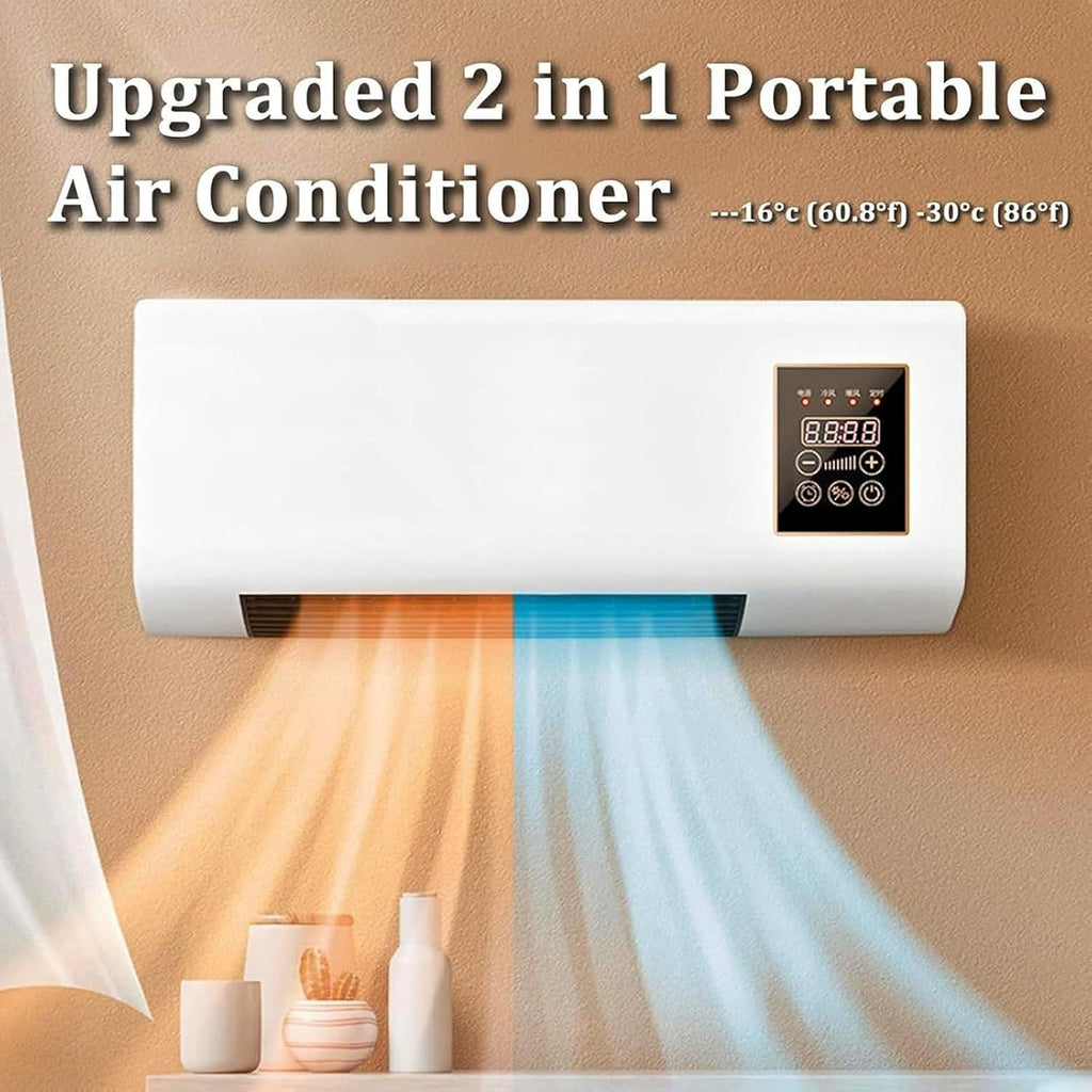  Air Conditioner Mur 2-en-1 Frais/Chaud, Silencieux Avec Télécommande, Compact Et Léger, Idéal Pour Le Bureau, Maison, Chambre à Coucher