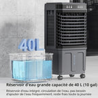 GENERIC Climatiseur Portable, Refroidisseur De Marais Sans Fenêtre Avec Réservoir D'eau De 37 Litres, 4 Blocs De Glace, Télécommande, Minuterie De 12 Heures, 3 Vitesses Pour Un Usage Domestique Et Commercial