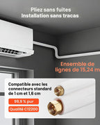  VEVOR Kit Liaison Frigorifique Tuyau En Cuivre Mini-split 9,5 Mm 15,9 Mm Diamètre Extérieur, 15,2 M Longueur, Bobine Isolée PE Blanc Épais 9,5 Mm Avec Écrous, Raccords, Pour Mini Climatiseurs Split