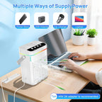  Climatiseur Portable, Réservoir D'eau De 1 134 G, 3 Vitesses Du Vent Et 3 Brume Froide, Minuterie De 1 à 3 Heures Et 7 Lumières LED, Petit Climatiseur Personnel Portable Pour Chambre/bureau