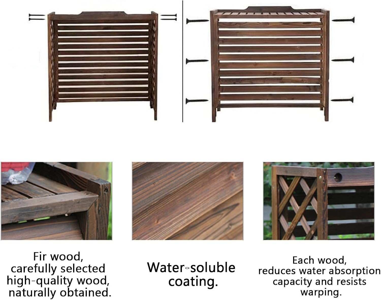  Housses De Protection En Bois Rustique Pour Climatiseur, écran De Clôture Pour Climatiseur Extérieur, Housse De Protection Pour Climatiseur Extérieur, Pour Cacher Les Poubelles