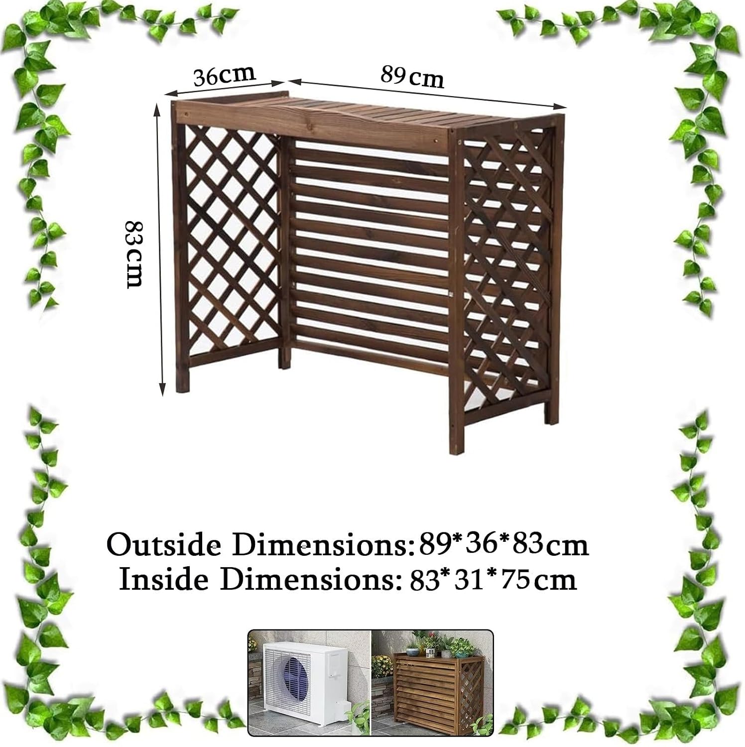  Housses De Protection En Bois Rustique Pour Climatiseur, écran De Clôture Pour Climatiseur Extérieur, Housse De Protection Pour Climatiseur Extérieur, Pour Cacher Les Poubelles