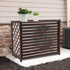  Housse De Climatiseur En Bois Avec Support Décoratif Pour Fleurs – Protection élégante Pour Unité Extérieure Et Grille De Protection Pour Climatiseurs Et Pompes à Chaleur