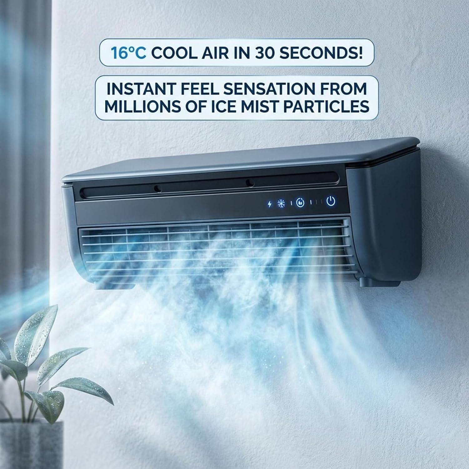 GENERIC Mini Refroidisseur D'air Mural (avec Télécommande), Batterie Intégrée De 6000mAh, Ventilateur Portable Et Silencieux; Adapté Pour Les Chambres, Les Dortoirs Et Les Bureaux.Installation Adhésive Sans P