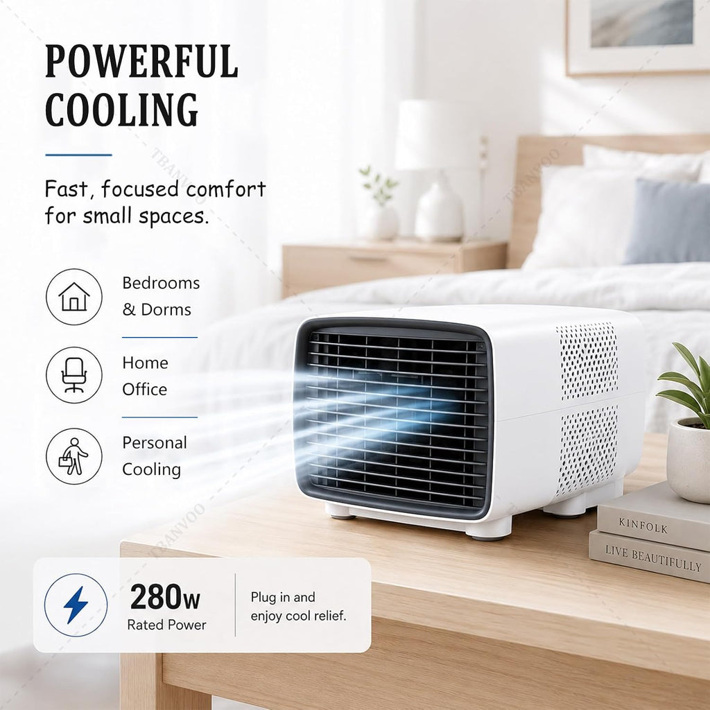  Fournissant Un Refroidissement De 3000BTU, Climatiseur Portable 280W Économie D'Énergie, Déshumidificateur Et Ventilateur, Écran Tactile Sans Fil, Silencieux, Pour Caravane, Tente Et Cuisine