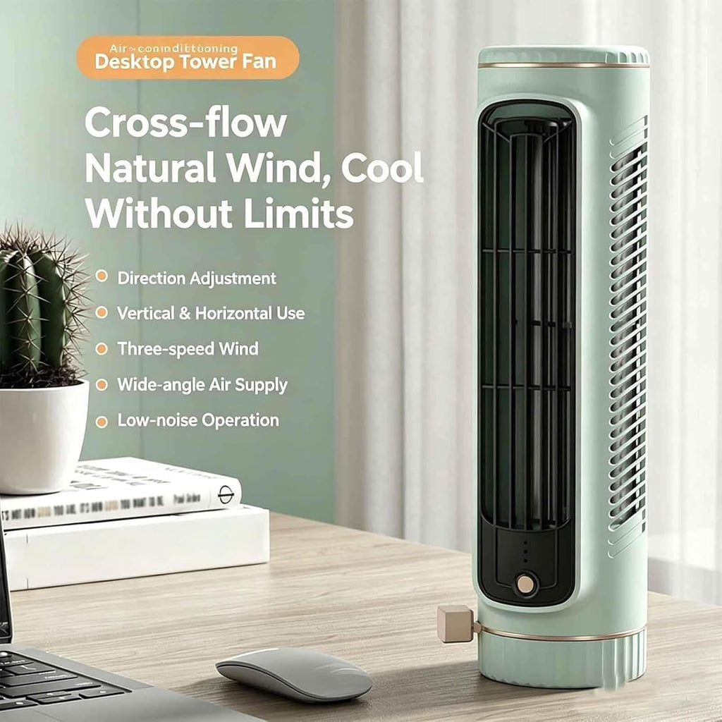 GENERIC Ventilateur De Bureau Portable Sans Pales à 3 Vitesses Pour Bureau, Chambre, Extérieur, Utilisation Horizontale Ou Verticale