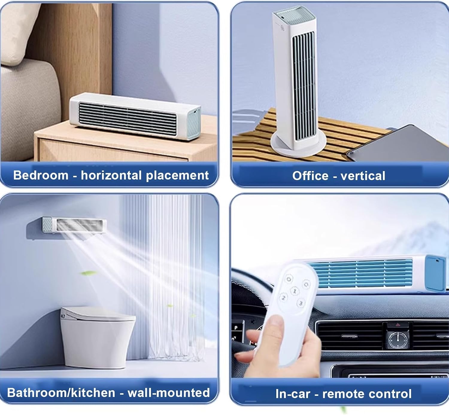 GENERIC Refroidisseur D'air Portable Avec Télécommande, Conception Sans Lame, 3 Vitesses, Large Oscillation Pour Bureau De Chambre Bureau Mur Montage Calme Réseau De Refroidissement Par évaporation