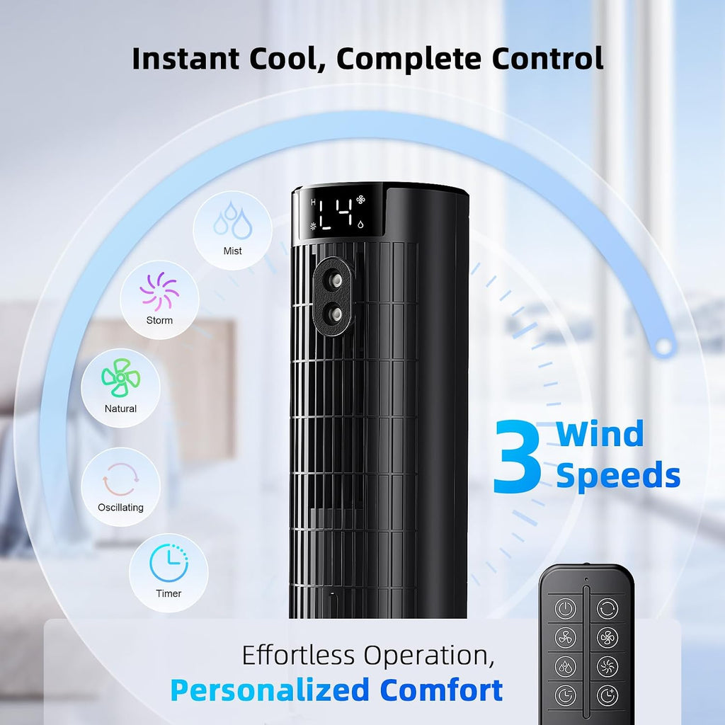 Climatiseur Mobile Sans Évacuation (<30 DB), Moteur CC Amélioré 2026, Ventilation Puissante 7,5 M/s, Minuteur 10H, Oscillation 90° Et 4 Vitesses, Climatiseur Portable Avec Télécommande, Noir Dépoli