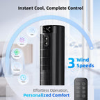  Climatiseur Mobile Sans Évacuation (<30 DB), Moteur CC Amélioré 2026, Ventilation Puissante 7,5 M/s, Minuteur 10H, Oscillation 90° Et 4 Vitesses, Climatiseur Portable Avec Télécommande, Noir Dépoli
