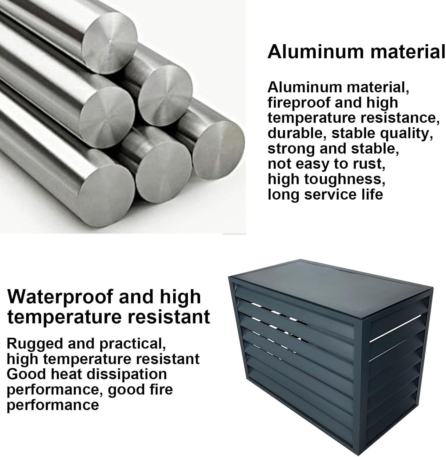 GENERIC Housse De Protection En Aluminium Pour Climatiseur Extérieur, Clôture élégante Pour Climatiseur, Design Résistant Aux Intempéries, Utilisation Intérieur/extérieur (persiennes Blanches)