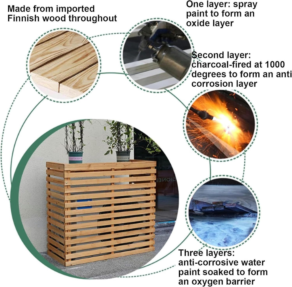  Housse De Protection Pour Climatiseur D'extérieur - Résistante Aux Intempéries - Pour Unité De Climatisation - Clôture En Bois - Idéale Pour Une Utilisation En Extérieur - Design élégant