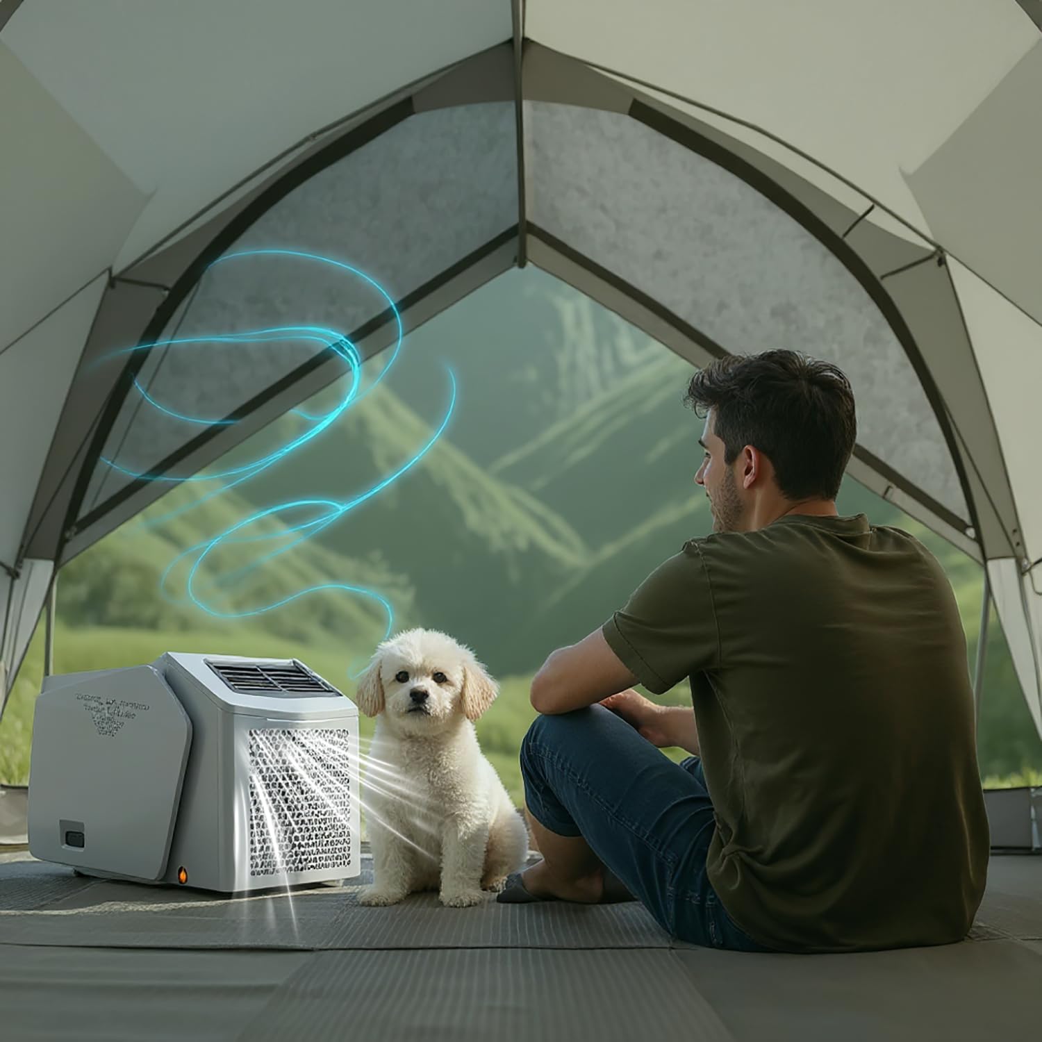 GENERIC Climatiseur De Camping Portable – 6000 BTU DC 48 V 450 W Avec Télécommande, Fonctionnalité 4 En 1 : Refroidissement, Ventilateur, Déshumidification Et Mode Veille, Idéal Pour Jusqu'à 100 M²
